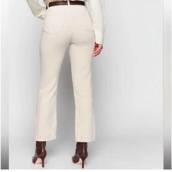REFORMATION Cream Cynthia High Rise Straight Corduroy Pants In Bone Size 30 - Picture 2 of 11